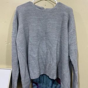 Open back grey sweater
